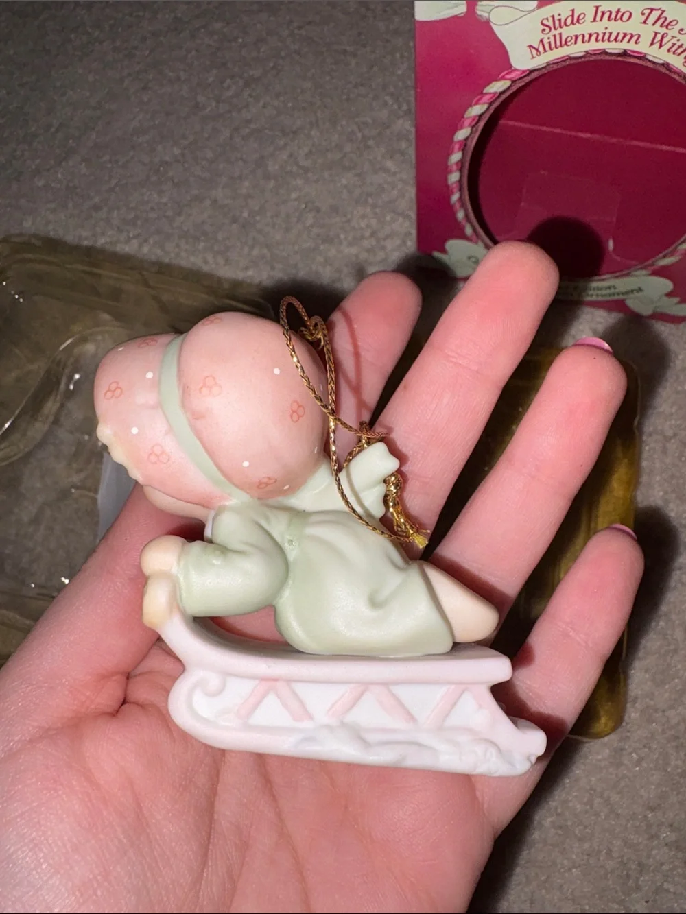 Precious Moments Pink and Cream 1999 Dated Porcelain Ornament